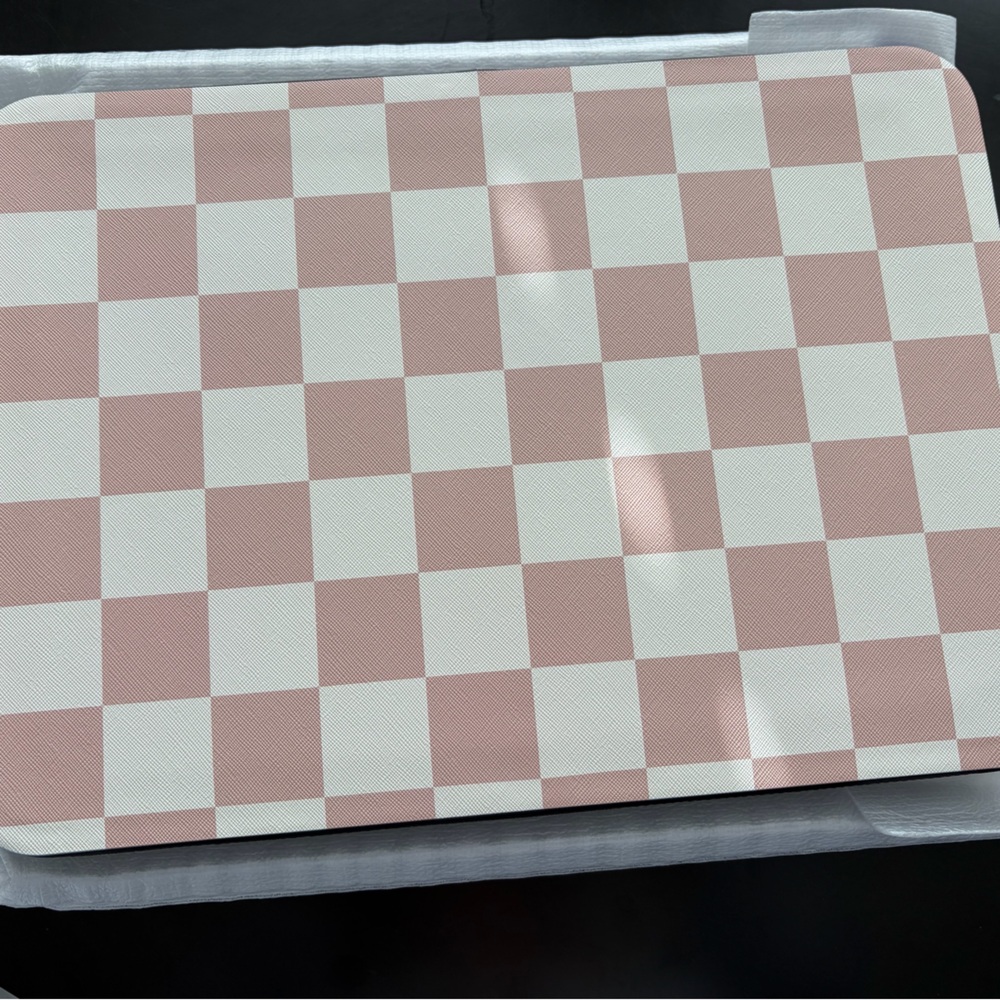 Checkerboard Laptop Case - Tan and Cream